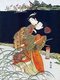 Japan: A Bijin - beautiful woman - saved from rodent-like raiders. Suzuki Harunobu (1724-1770)